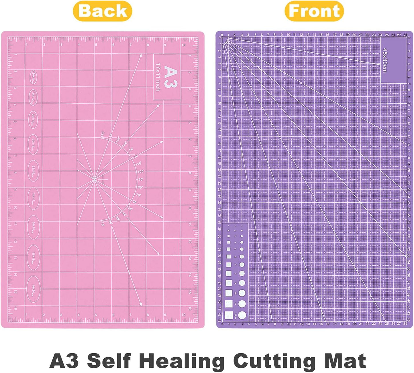 5 PCS Self Healing Cutting Mat 12" x 18": Sewing Rotary Cutting Mat for Crafts and Fabric Sewing Scrapbooking Quilting and Precision Cutting Purple & Pink Design (5, Purple & Pink)