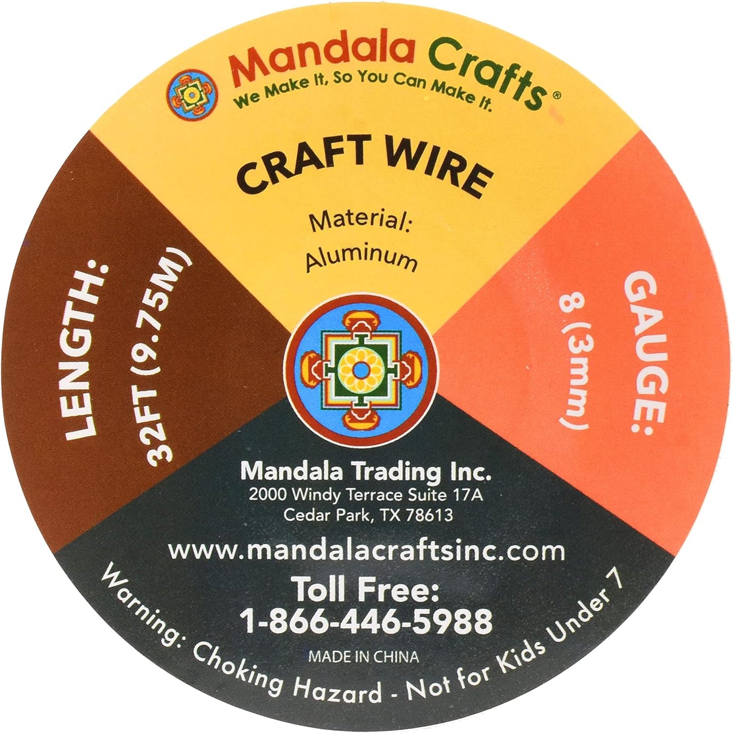 Mandala Crafts 8 Gauge Anodized Aluminum Craft Wire for Jewelry Making - 32 FT Colored Flexible Ice Blue Wire - Bendable for Bonsai Armature Crafting Sculpting