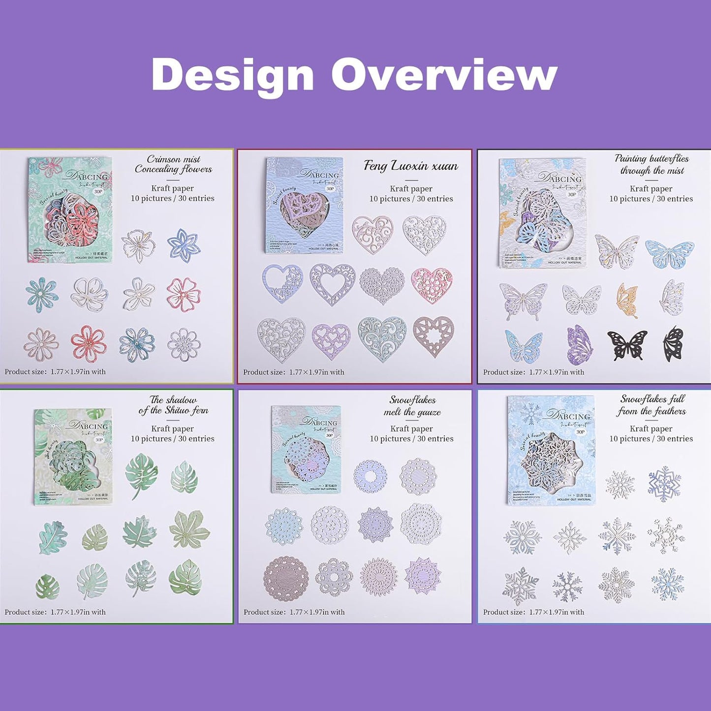 Vintage Hollowed-Out Scrapbook Paper Set, 180PCS Butterfly Floral Leaf Heart Ephemera for Journaling, Scrapbooking, and DIY Crafts