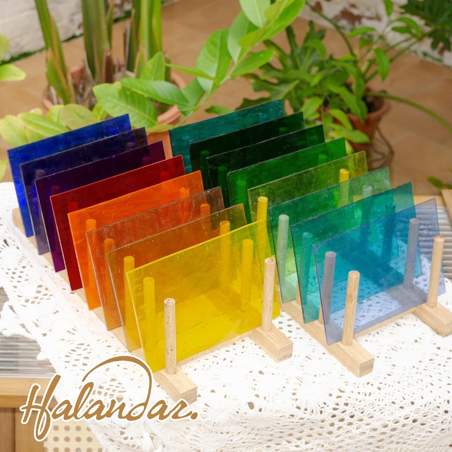 16 Sheets 4x6 in Iridescent Stained Glass Sheets, Glass Cathedral Art, Mosaic Glass, Glass Sheets Supplies with Copper Foil Tape and Gloves for Glass Lovers DIY (Transparent)