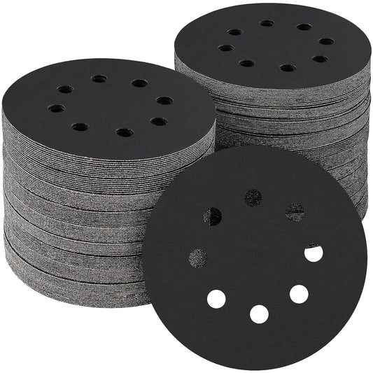 100PCS 5 inch Silicon Carbide Sanding Discs 320 Grit, Wet Dry Orbital 5 Sander Hook and Loop Sandpaper Disc, Best for Metal,Automotive,Wood Polishing