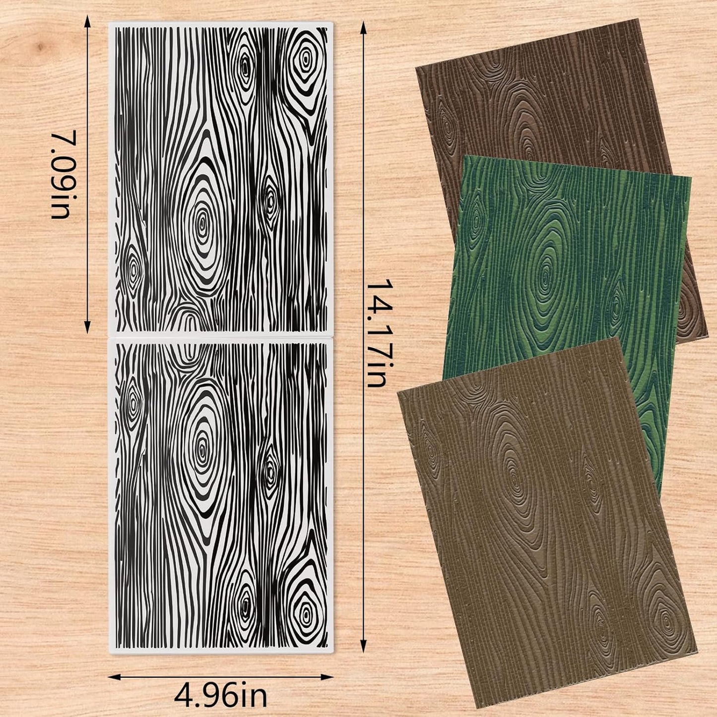 Glodecart Tree Annual Ring Background Embossing Folder, Plastic Textured Impressions Tree Wood Grain Embossing Folder Template for Card Making Scrapbooking Paper Craft Album Stamps DIY Décor