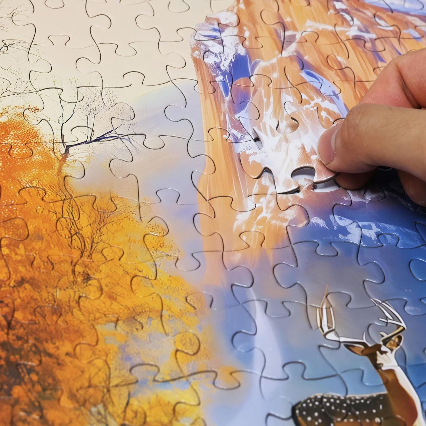 Think2Master Cabin by The Falls 500 Pieces Large Format Jigsaw Puzzle: Kids 12+, Teens, Adults & Families. Scenic Autumn Mountain Landscape with Log Cabin, Waterfall. Great Gift. Size: 26.8” X 18.9”