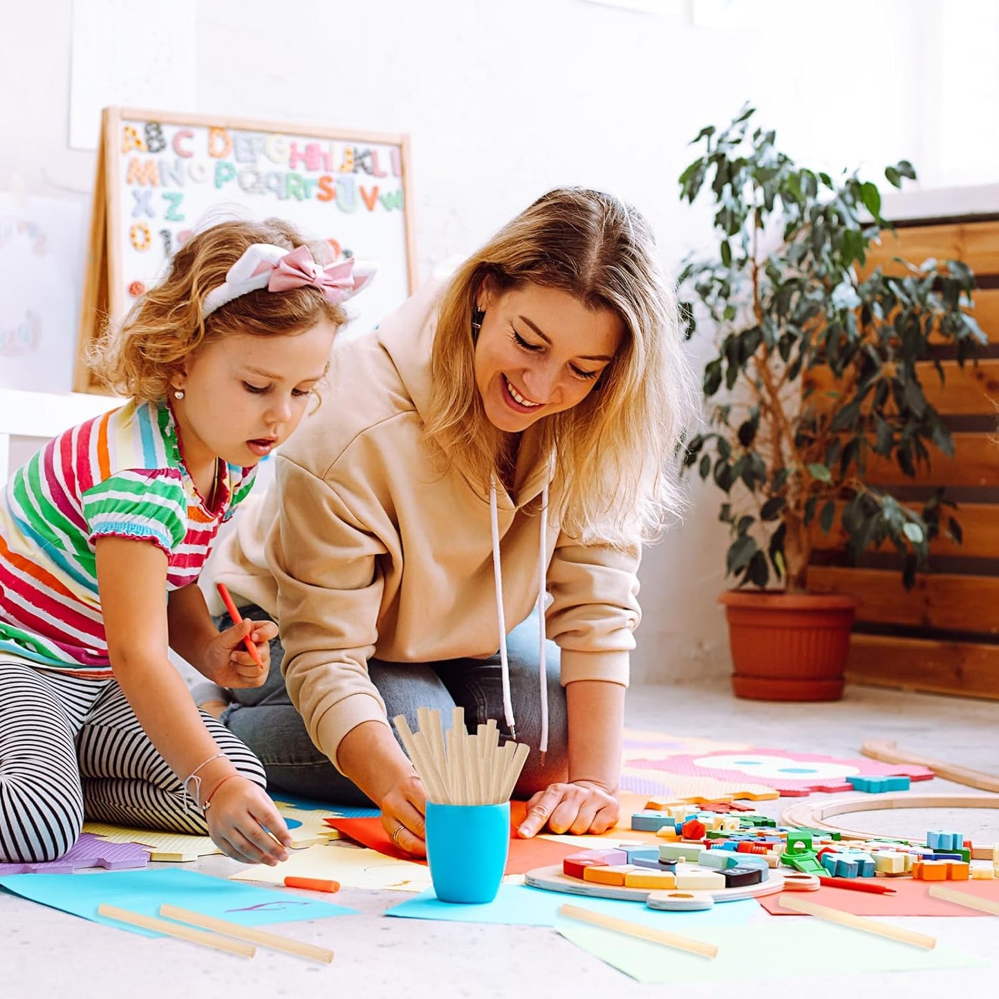 DMiotech 50 Pack 15/32" x 18" Wooden Dowel Rods Unfinished Natural Sticks Wood Craft Sticks for Home Decor Projects and Making DIY Craft,Wood Color