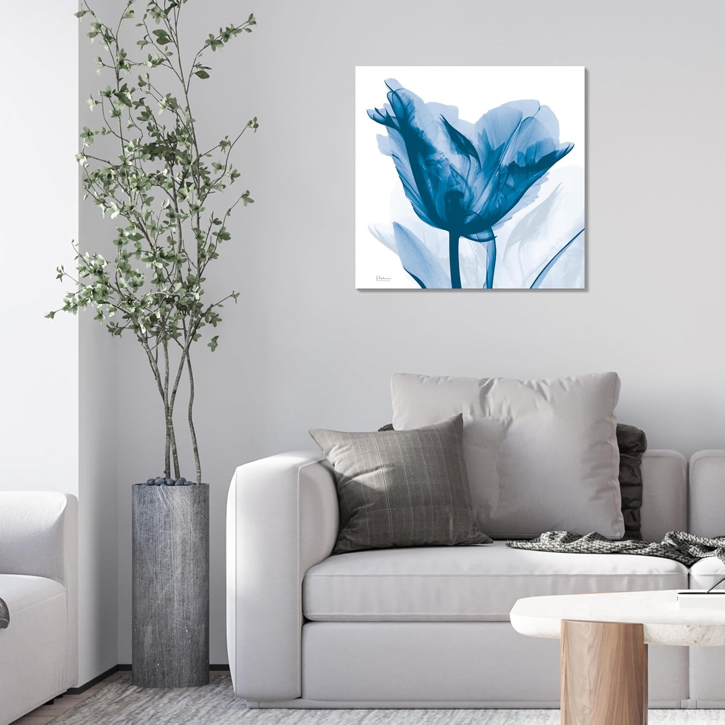 Empire Art Direct Frameless Free Floating Tempered Glass Panel Graphic Wall Art Ready to Hang, 24" x 24", Lusty Blue Tulip