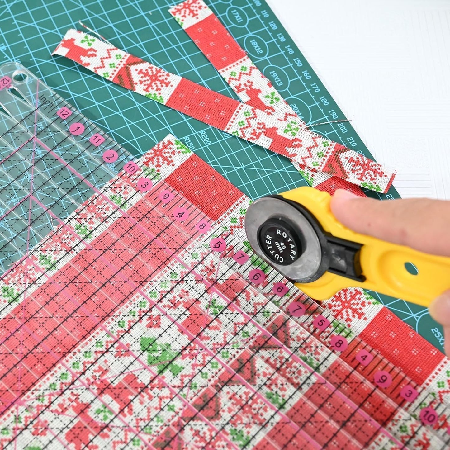 12.5 * 12.5" Quilting Ruler,Square Sewing Ruler, Durable 4mm Thick Slotted Rulers,Clear Mark Acrylic Ruler for Quilting, Sewing, Crafts Template for Precise Cutting