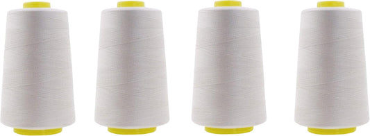Mandala Crafts 4 Pack of Serger Threads Cones Spools - 40S/2 24000 Yards Polyester Off White Threads for Sergers Machine and Overlock Quilting Sewing Machine