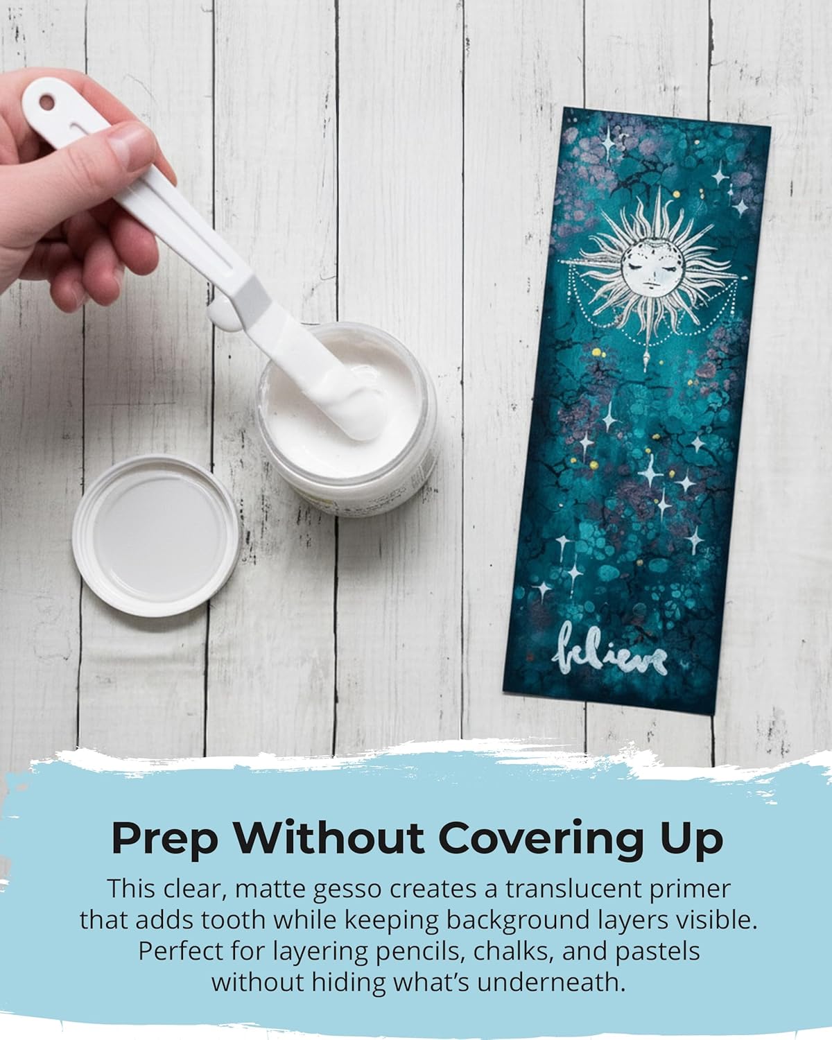 The Crafter's Workshop Clear Gesso Primer for Acrylic Painting & Mixed Media Art - Boutique Quality, 8 oz Jar