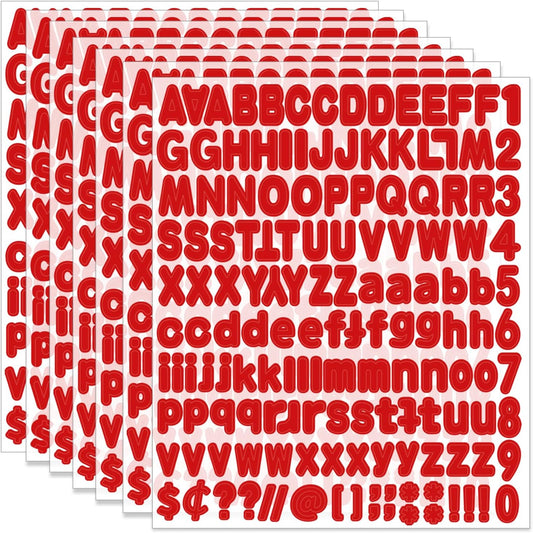 Alphabet Stickers 1'' 12 Red Letter Stickers, Self Adhesive Vinyl Mailbox Numbers, for Home Decor
