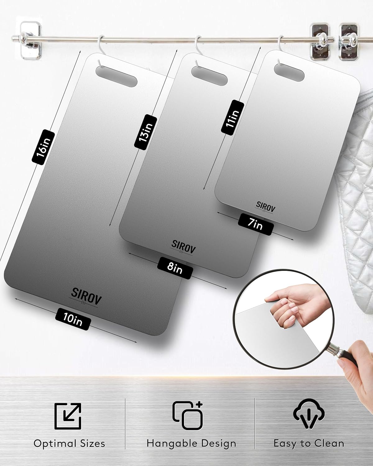 Titanium Cutting Board,100% Pure Titanium Kitchen Cutting Board, Non-Toxic & Dishwasher Safe, Durable and Hygienic for Meat, Fruit & Vegetables (16L*10W)