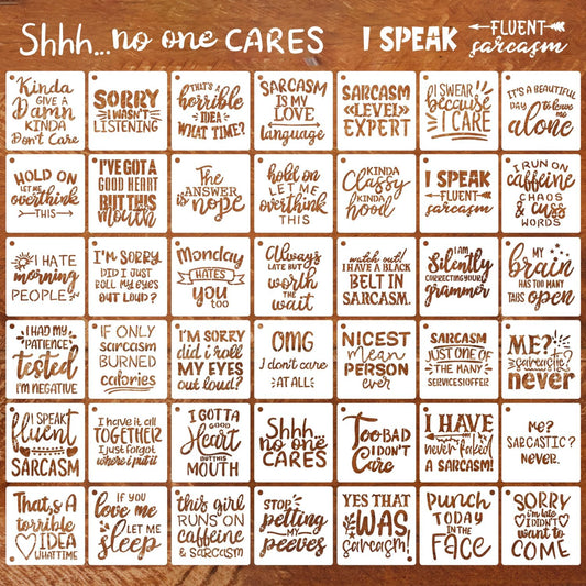 Sarcastic Painting Stencils for Crafts Reusable 3inch Funny Stencil Drawing Templates for Wood Sign DIY Crafts Fabrics Decor