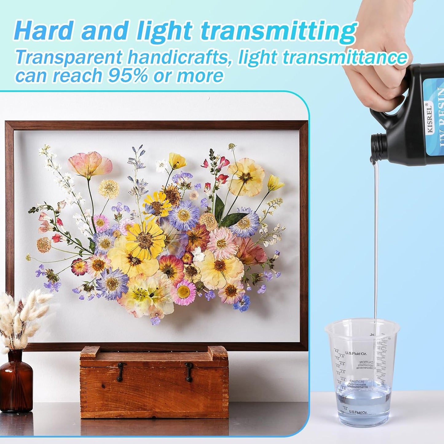 KISREL UV Resin 500g-Upgraded UV Resin Kit, Hard Type Crystal Clear Ultraviolet Curing UV Epoxy Resin for Craft Jewelry Making