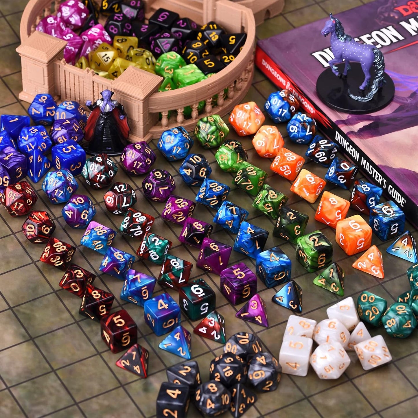 DND RPG Dice Sets 30 x 7 Polyhedral Dice (210pcs) for Dungeons and Dragons Tabletop Role Playing Adventure Games, with a Large Drawstring Bag