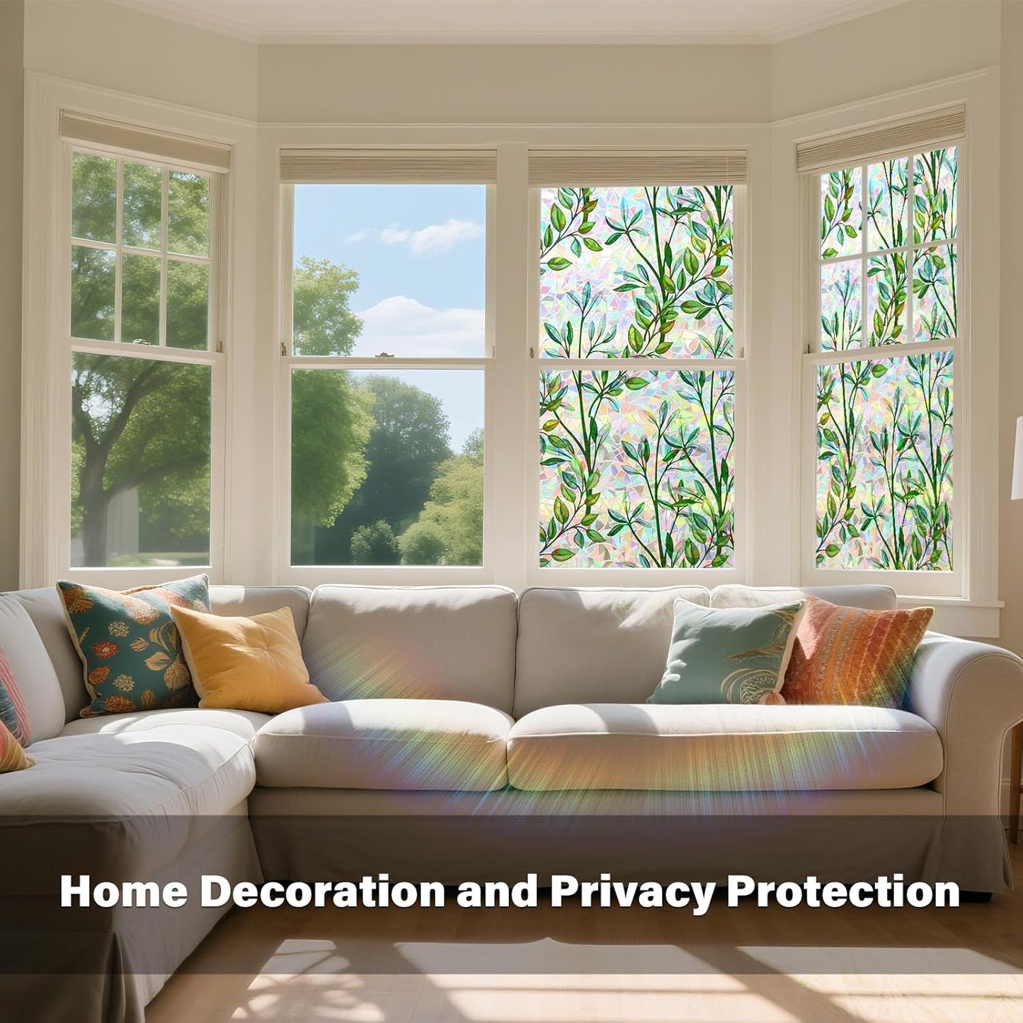 Donox Window Privacy Film, 3D Decorative Window Vinyl Decorative Stained Glass Window Film, Anti-UV Sun Blocker Heat Control for Home, 23.6 Inch x 6.5 Feet (with Installation Tool)