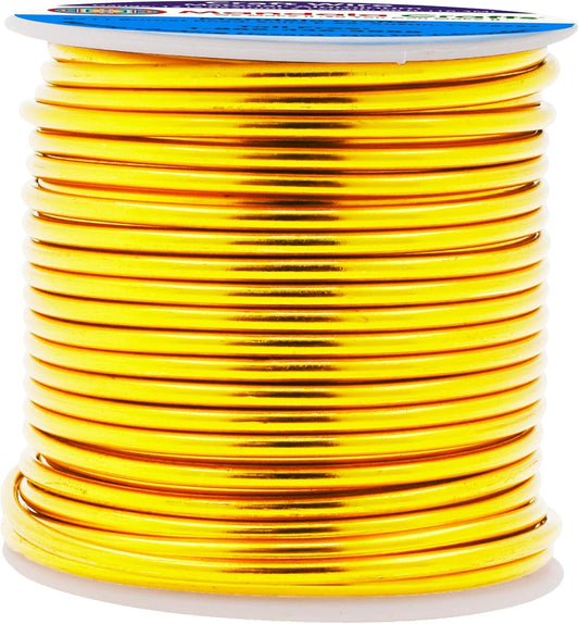 Mandala Crafts 12 Gauge Anodized Aluminum Craft Wire for Jewelry Making - 60 FT Colored Flexible Light Gold Tone Wire - Bendable for Bonsai Armature Crafting Sculpting