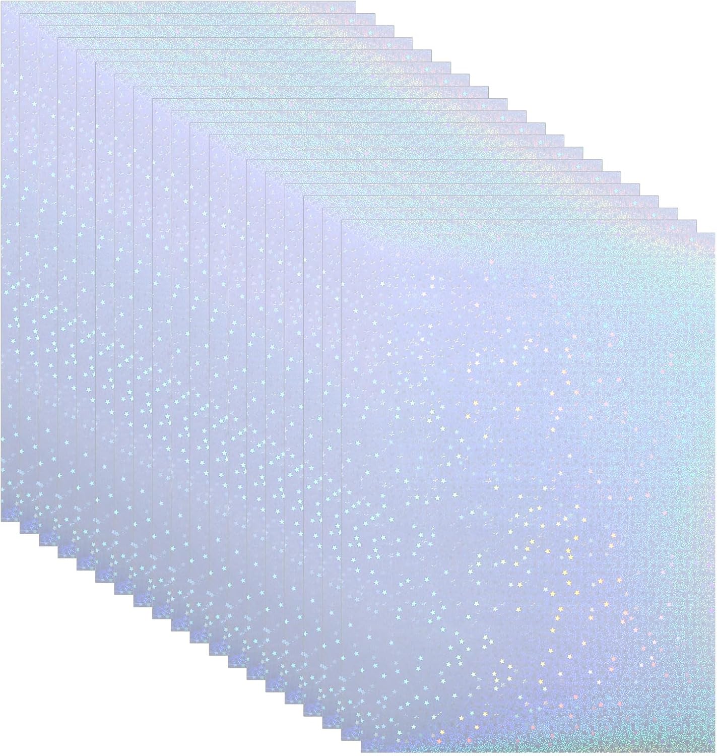 PATIKIL 8.3x5.8 Holographic Sticker Paper, 20Sheets A5 Polypropylene Self-Adhesive Transparent Waterproof Laminate Overlay Film for Photo Cards Scrapbook Decorations, Star