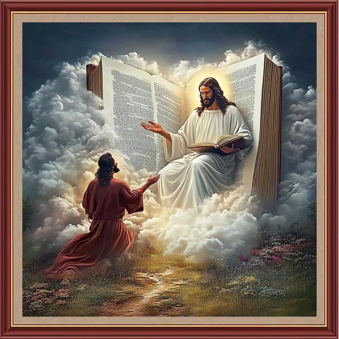 DMCXART Counted Cross Stitch Kits for Adults Needlepoint Kits Unprinted Cross Stitching Embroidery Kit 11CT Cross Stitch Supplies- Jesus Speaks Scriptures 18x18 inch