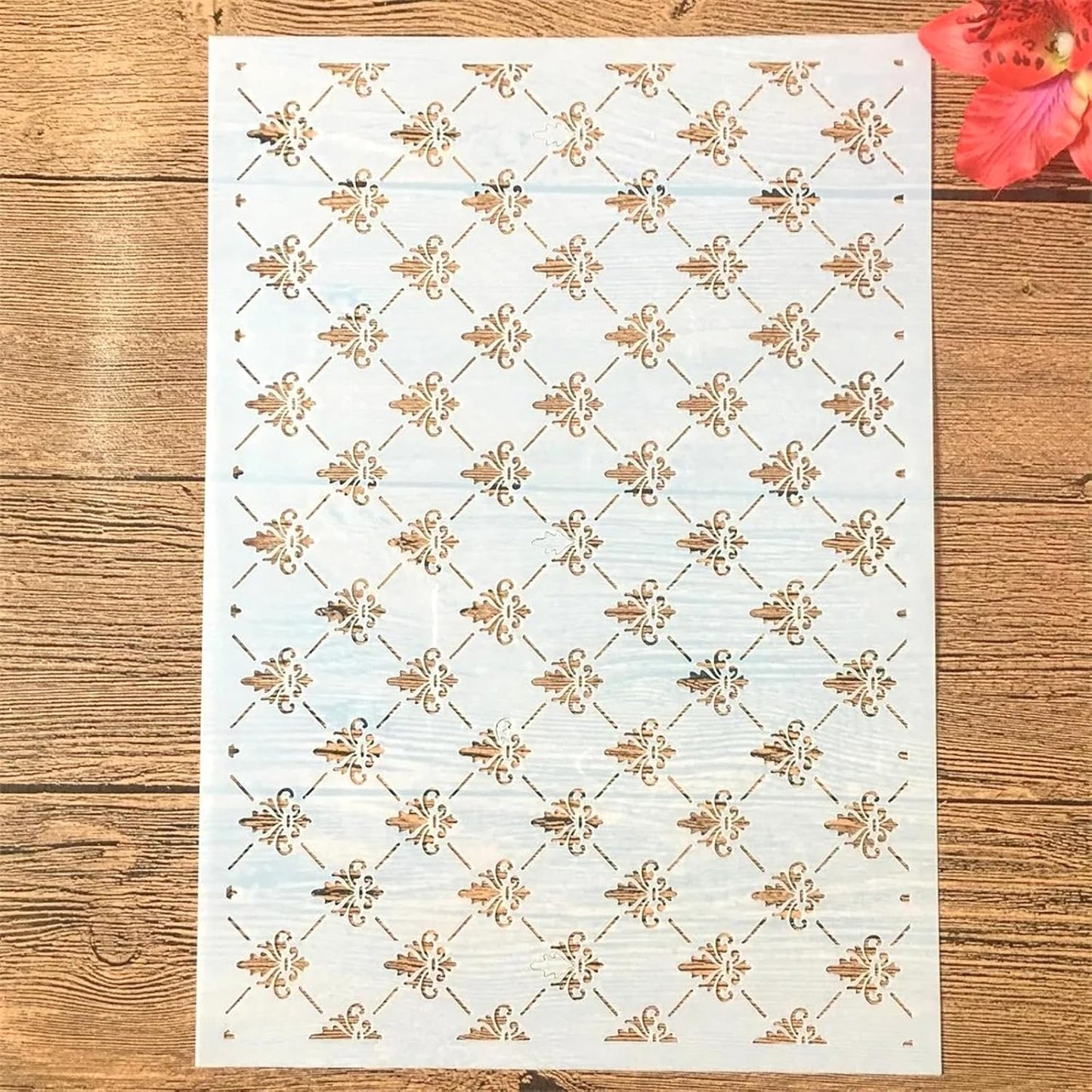 TIAMECH A4 Reusable Small Symbol Lines Stencil for Painting - Grid Texture Layering Template, DIY Wall Art, Wood Furniture, Scrapbook & Crafts (8.3x11.7inch)