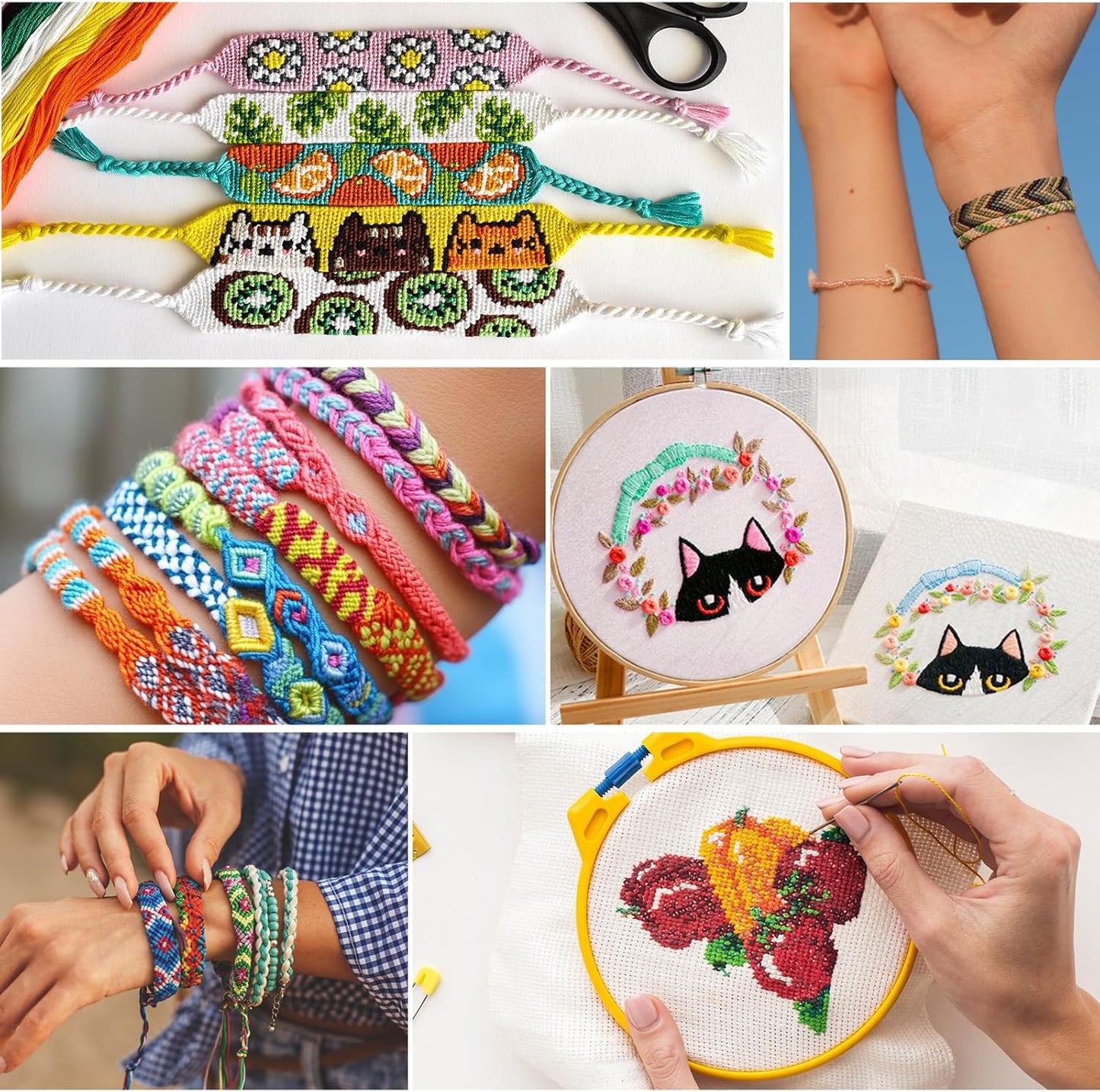 PAXCOO 276 Pack Embroidery Floss Thread Kit Including 210 Colors Cross Stitch Sewing Thread with 66 Pcs Embroidery Accessories and 4-Tier Transparent Embroidery Thread Storage Organizer Box