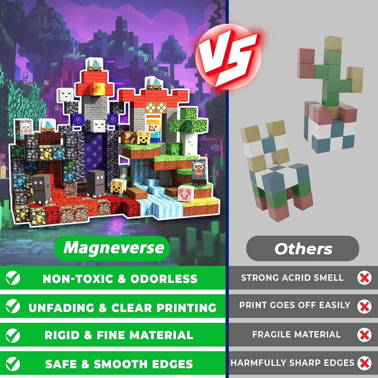 240 PCS Magnetic Blocks - Magnetic Building Block for Kids Ages 4-8, Magnet Blocks Cubes Constructions Toys for 3 4 5 6 7 8 9 10 12 Years Old Boy Girl, STEM Educational Stacking Holiday Birthday Gift