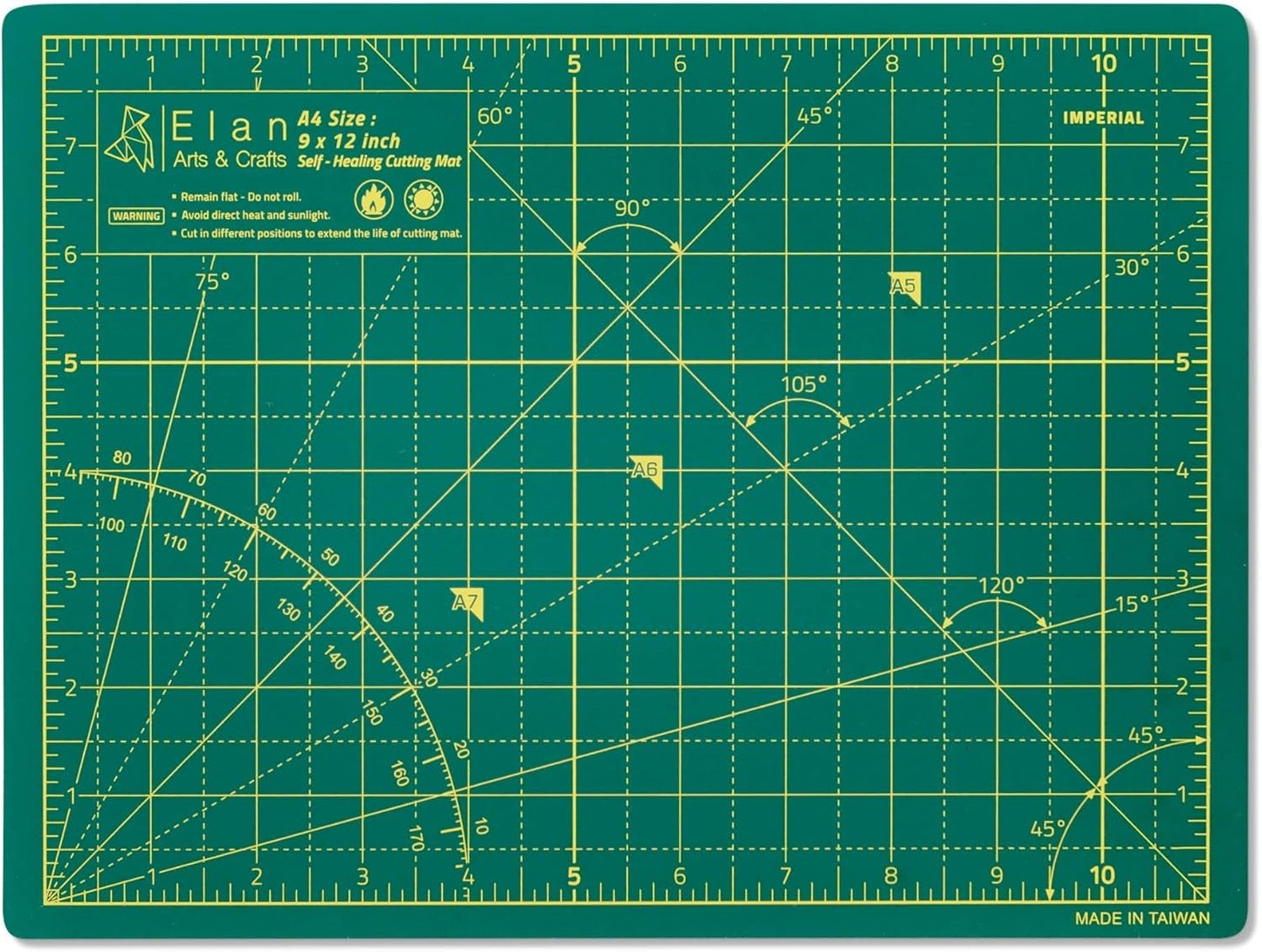 Elan Cutting Mat A4 Green, Self Healing Cutting Mat 9x12 Inch, 5-Ply Craft Board Green, Hobby Board for Crafts 9x12 Inch