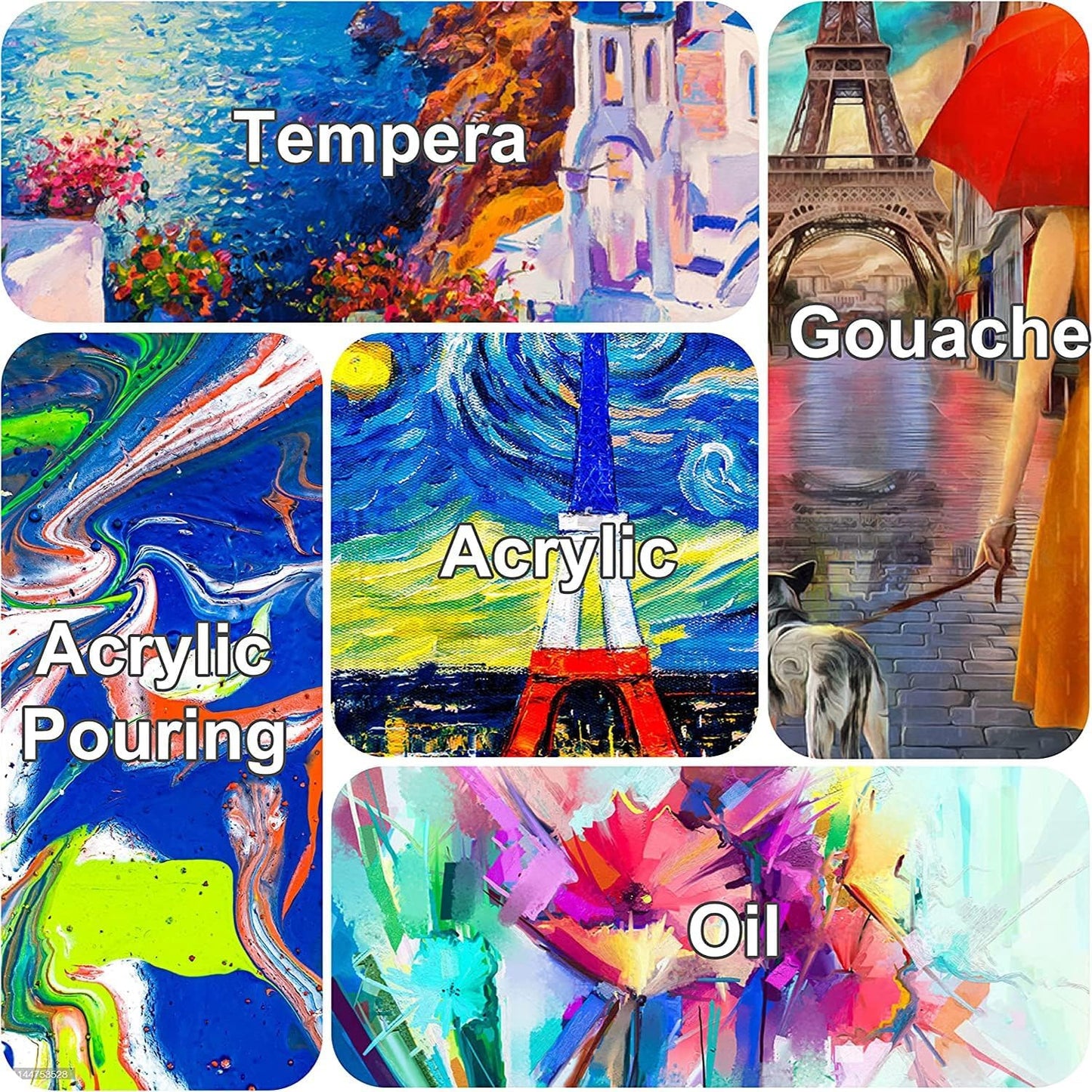 Stretched Canvases for Painting 16x20 Inch 5-Pack, 10 oz Triple Primed Acid-Free 100% Cotton Blank Canvas, Rectangular Canvas for Oil Paint Acrylics Pouring & Wet Art Media, Pour Painting