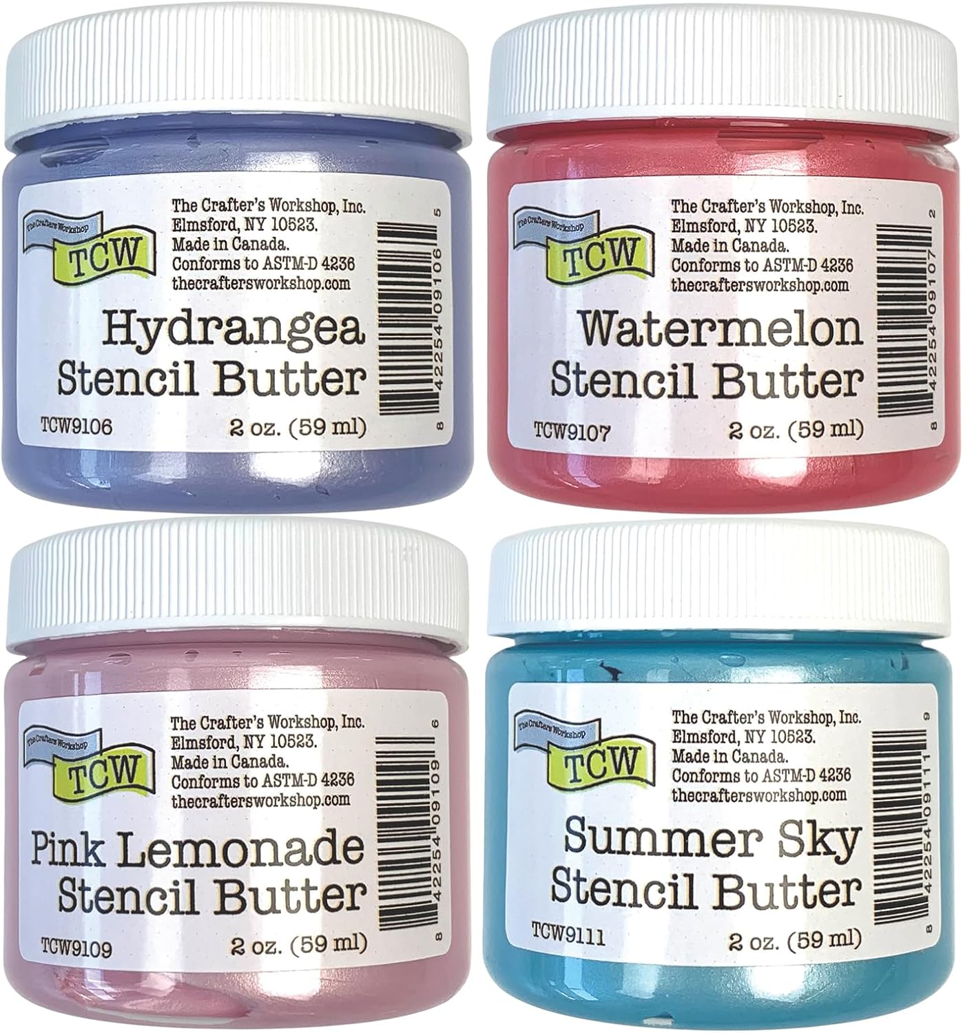 The Crafter's Workshop Stencil Butter - Blooms Acrylic Paint Set - Boutique Metallic Texture Paste for Art, Canvas, Journals, & Cards - 4 x 2oz Jars