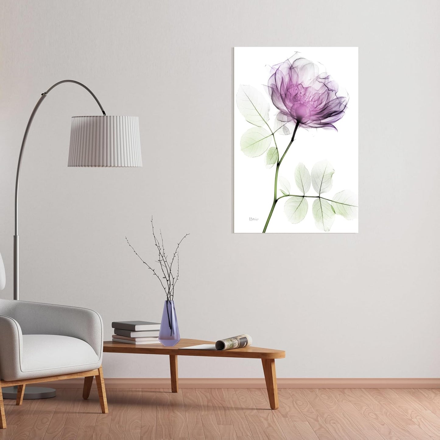 Empire Art Direct FramelessTempered Glass Wall Art, Decorative Art for Wall, X-ray Pink Rose Print, Living Room, Bedroom, Home Office, Ready to Hang, 48" x 32"