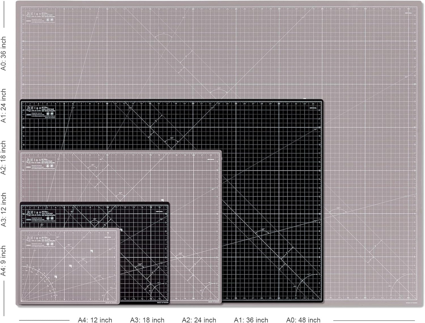 Elan Cutting Mat 36x60 Black & Taupe, Extra Large Self Healing Cutting Mat 36 x 60 Inch, 5-Ply Craft Board Black, Hobby Board for Sewing and Quilting