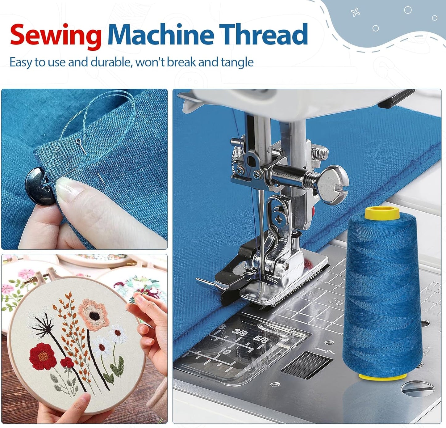 12 Pack Serger Thread Cones, 1800 Yards Each Spool Overlock Thread, PolyesterThread 40s/2 for Serger&Overlock, Quilting, Piecing, Sewing Machine