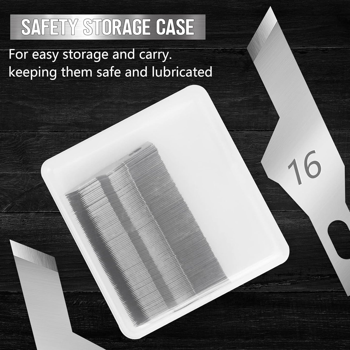 100 Pack Hobby Blades Craft Knife Blade Refill #16 Hobby Knife Replacement Blades with Storage Box for DIY Cutting Caving