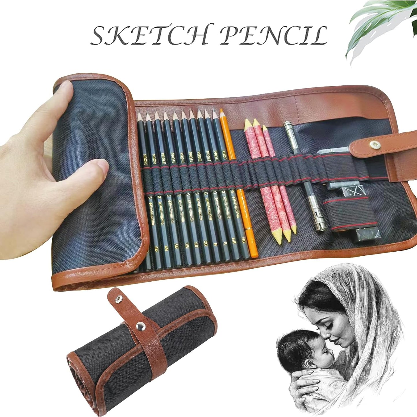 Sketching Pencil Set, Drawing Pen Charcoal Sketch Included Graphite Pencils, Charcoal Pencils, Paper Erasable Pen, 30pcs Total for Beginners Artist (First Sketch Pencil)