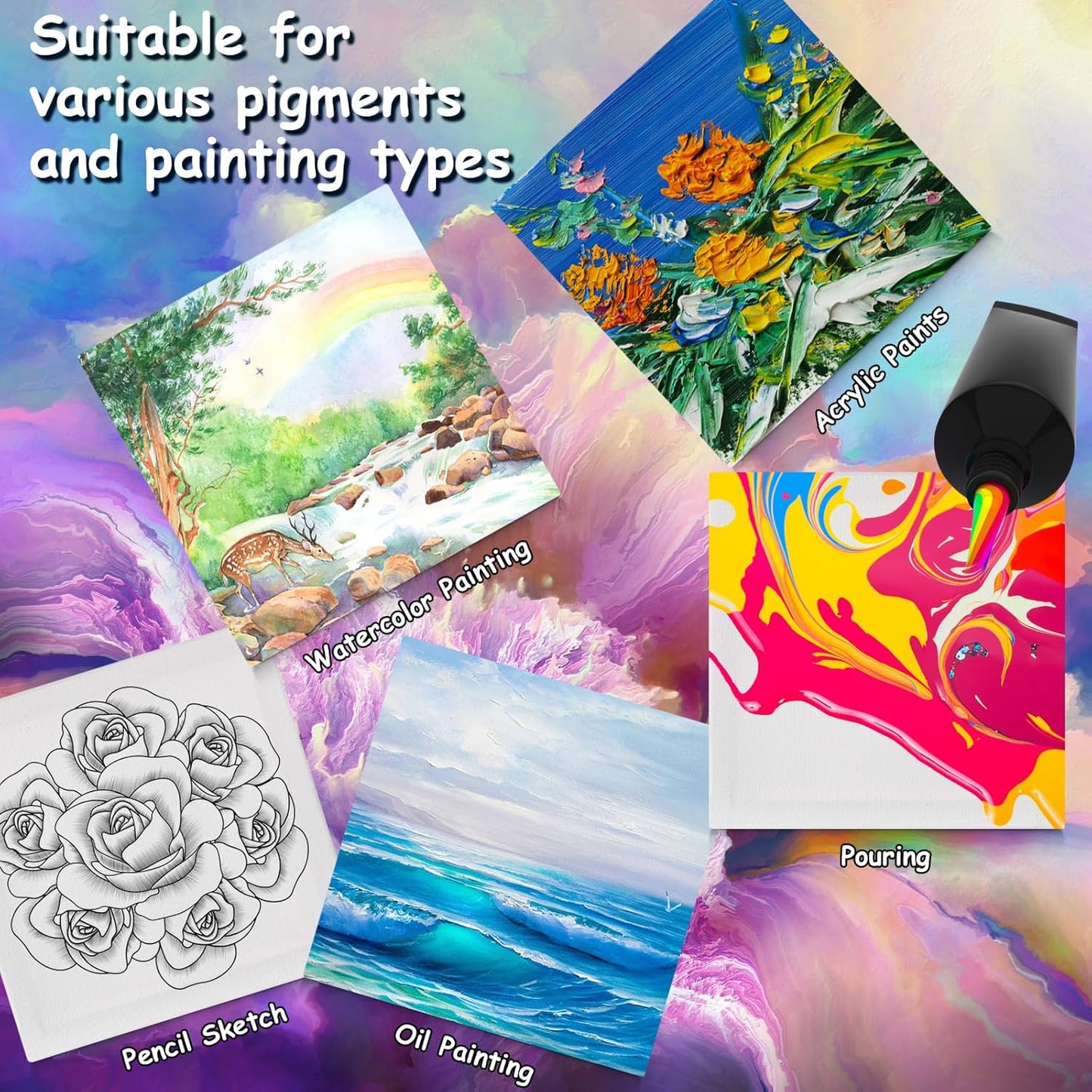 22PCS Mini Canvases for Painting - 5x5In Bulk Profile Small Square Canvases - 100% Cotton Mini Stretch Canvas for Children's Painting Art Supplies, School Home Decorating Projects