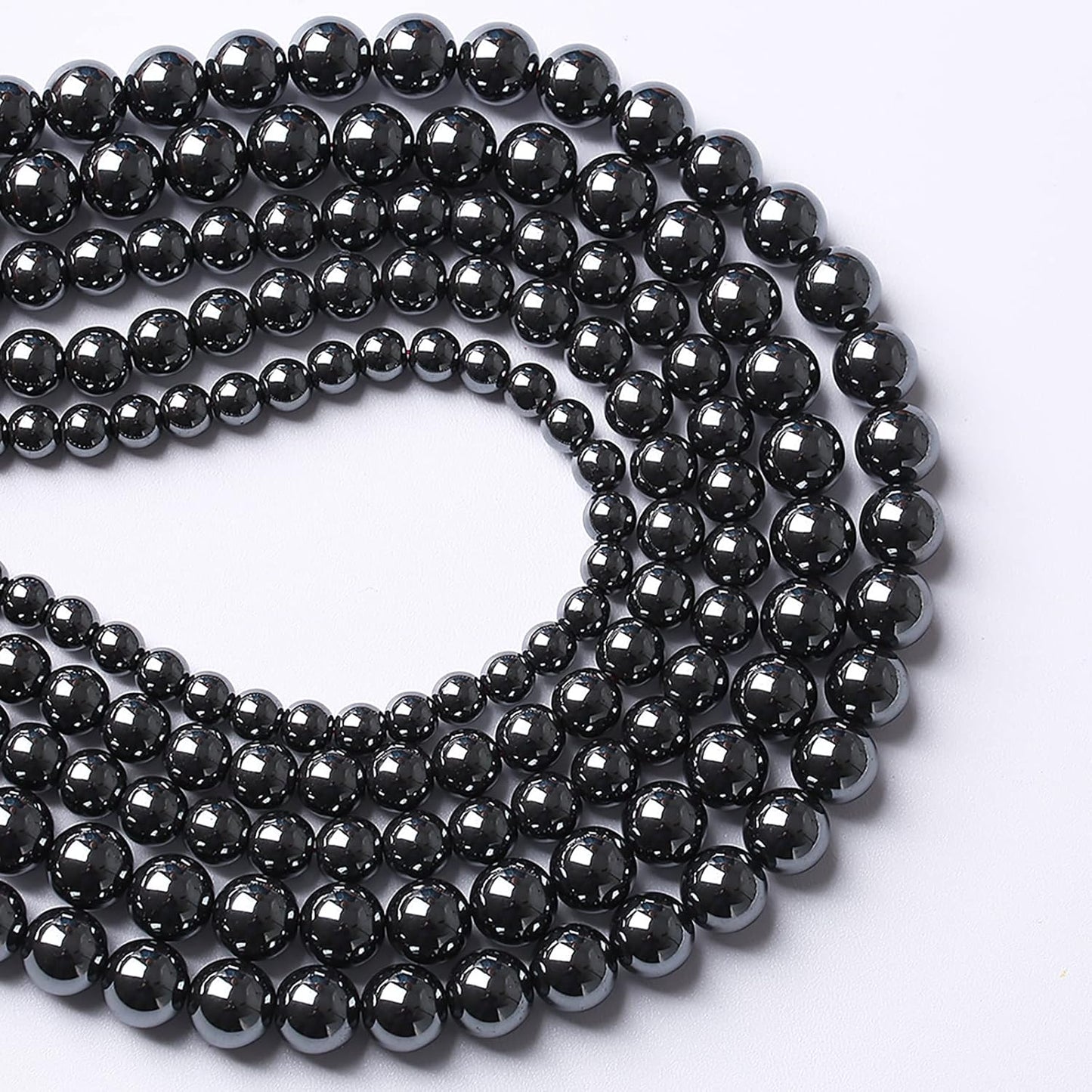 36pcs 12mm AAA Black Hematite Beads Crystal Energy Stone Healing Power Natural Stone Gemstone Round Loose Beads for Jewelry Making DIY Bracelets
