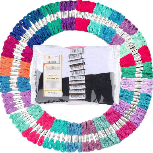 Athena’s Elements Embroidery Floss | Rainbow Thread for Embroidery, Cross Stitch Thread, Customized Independent Packaging（100 Colors）(Mermaid Color Palettes)