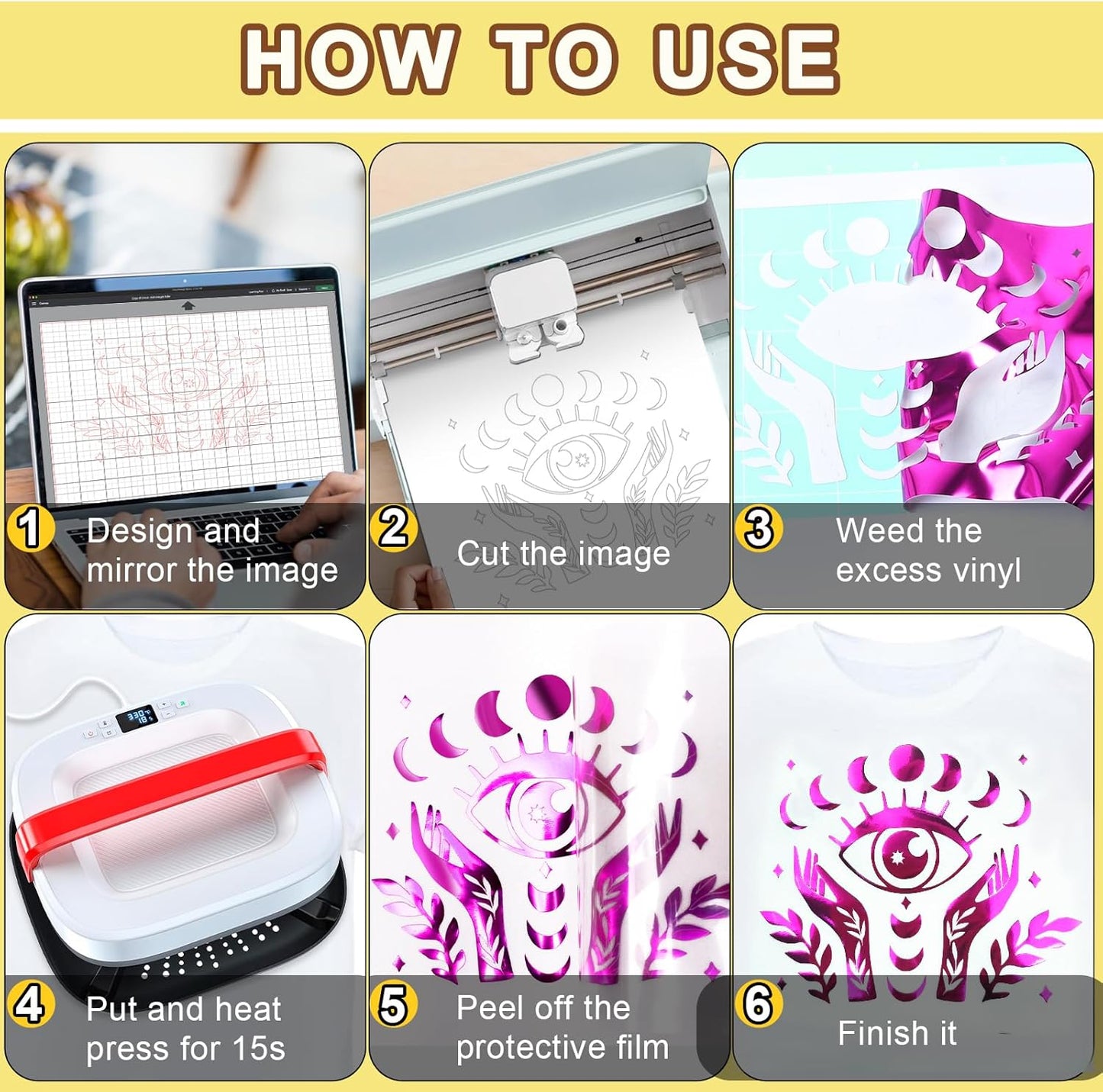 TECKWRAP Heat Transfer Vinyl Metallic Foil HTV - 12" x 5ft Chrome Iron on Vinyl for All Cutter Machine Heat Press Vinyl for Shirts Easy to Cut & Weed (Rose Red)