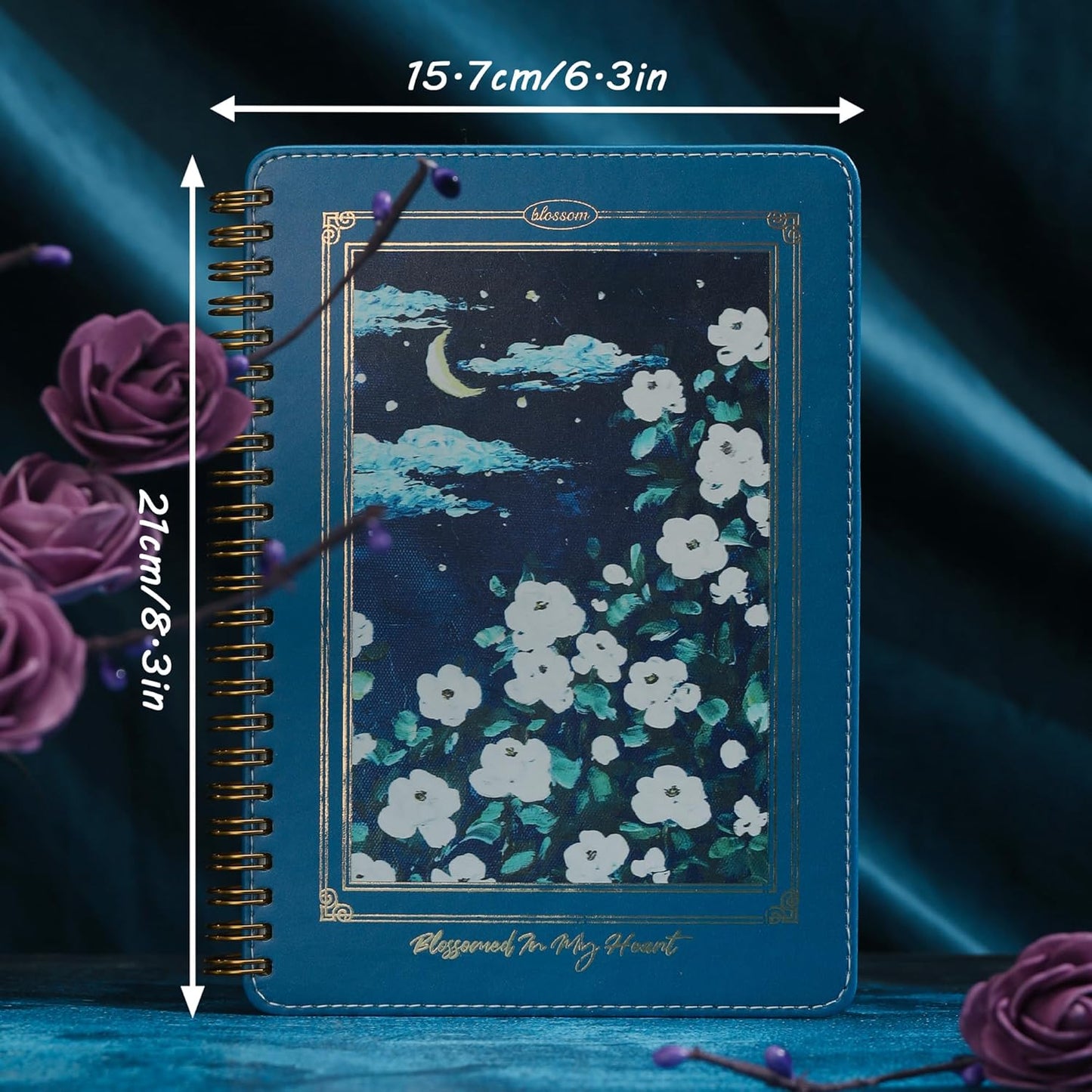 Spiral Notebook for Women, Durable A5 Leather Hardcover Notebooks, 140 Lined Pages, Cute Notebooks for Perfect Supplies at School, 8.3 x 6.2 in