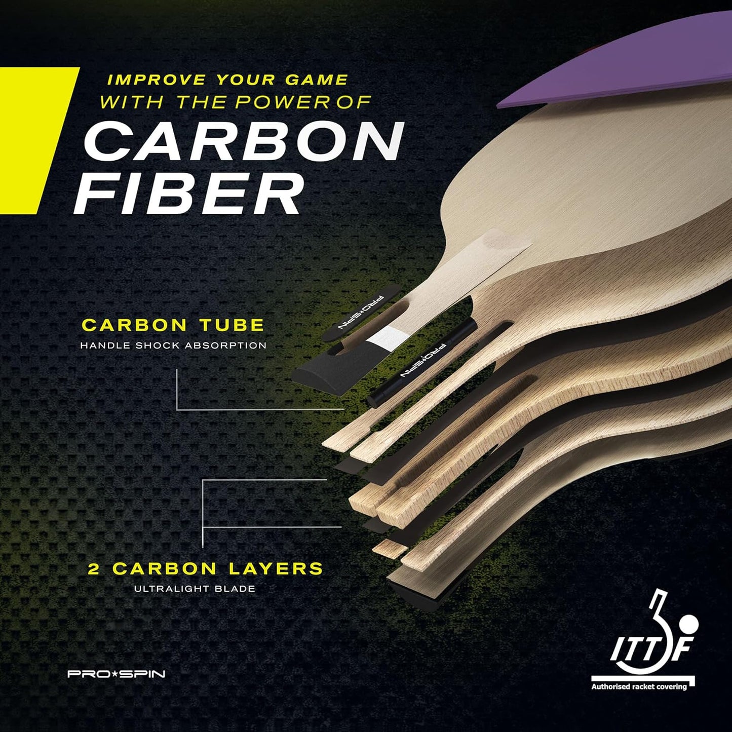 PRO SPIN Ping Pong Paddles - Professional Level Table Tennis Rackets with Carbon Fiber for Superior Control | 7-Ply Blade, Premium Rubber, 2.0mm Sponge | Includes Protector Case