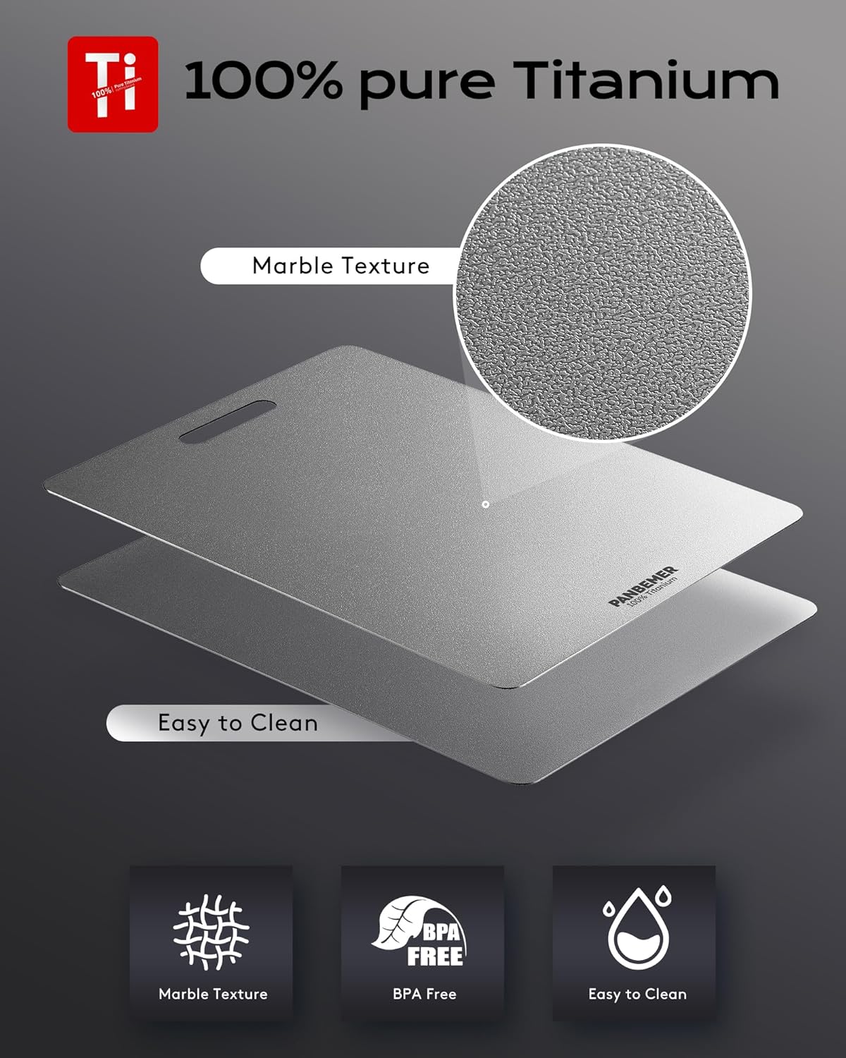 Titanium Cutting Board, Food Grade 100% Pure Titanium Cutting Boards for Kitchen, Non-Toxic Double-Sided Chopping Board, Dishwasher Safe, Easy to Clean – 16 x 12 Inch