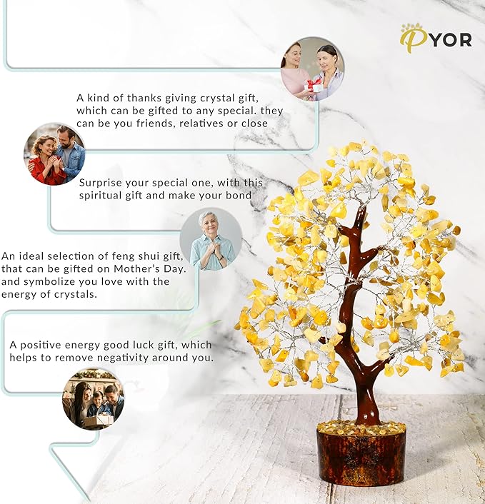 PYOR Yellow Aventurine, Crystal Tree of Life, Money Tree, Crystal Gifts, Home Decor Clearance, Energy Stones and Crystals, Good Luck Decor, Healing Crystals