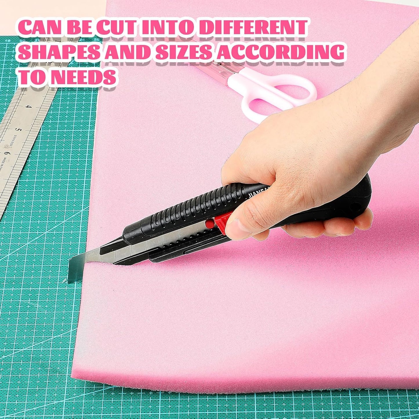 Amylove Polyurethane Foam 24" x 72" High Density Cushion Upholstery Foam Sheet for Seat Replacement DIY Projects Chairs Headboards Sofas Home(1" x 24" x 72",Pink)