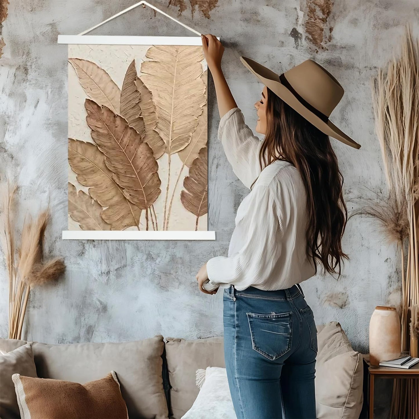 Artmag Magnetic Poster Hanger Frame, 11x14 11x17 Light Wood Wooden Magnet Canvas Artwork Print Poster Hangers Frames Hanging Kit (White, 11")