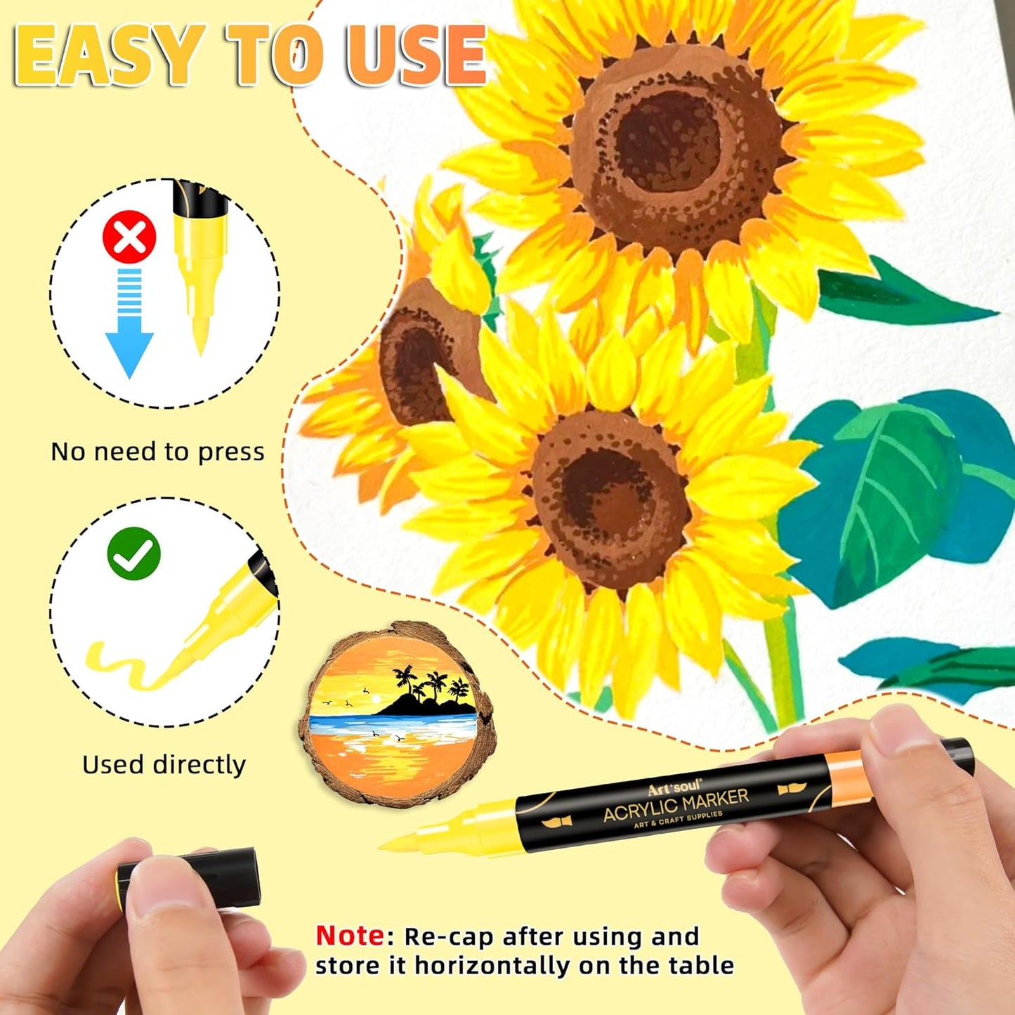 48 Colors Acrylic Paint Pens, 24 Pack Dual Tip Acrylic Paint Pens Markers for Rock Painting, Wood, Stone, Canvas, Ceramic, Glass Surfaces, DIY Crafting & Art Supplies