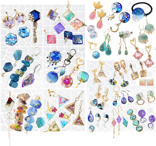 FUNSHOWCASE Cabochon Resin Mold Pack of 2 Mosaic Tile Epoxy Casting Jewelry Making