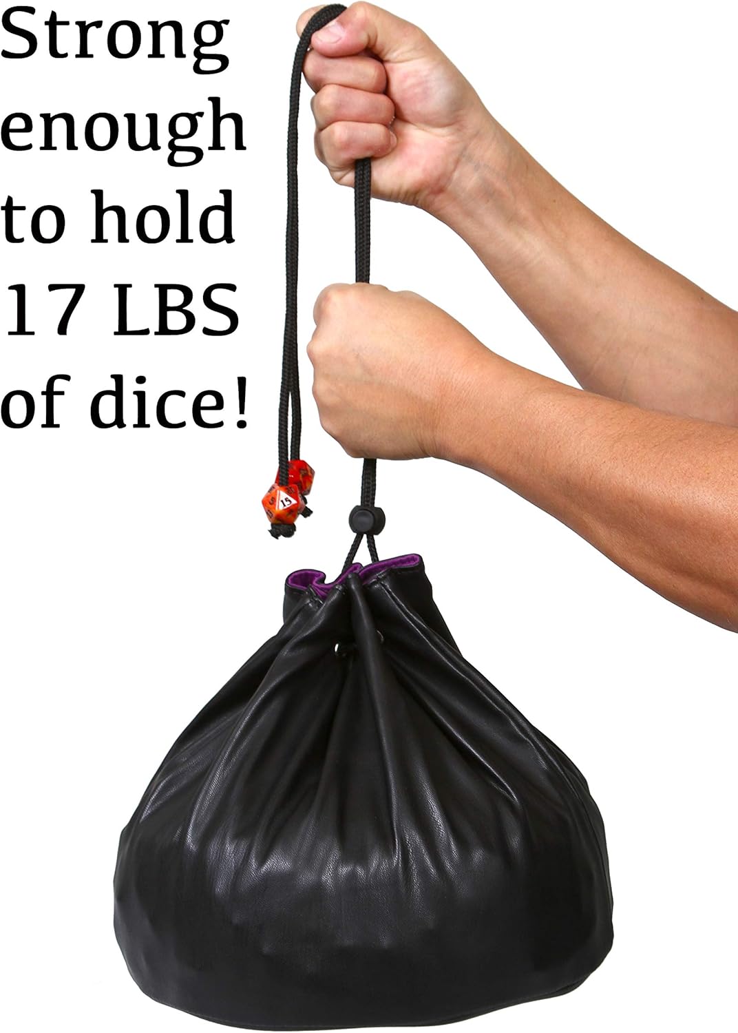 Forged Dice Co. Pouch of The Endless Hoard Dice Bag - Holds Over 1,000 Polyhedral Dice - Dice Storage Bag with 7 Pockets - Perfect for Bulk Dice - Brown/Red