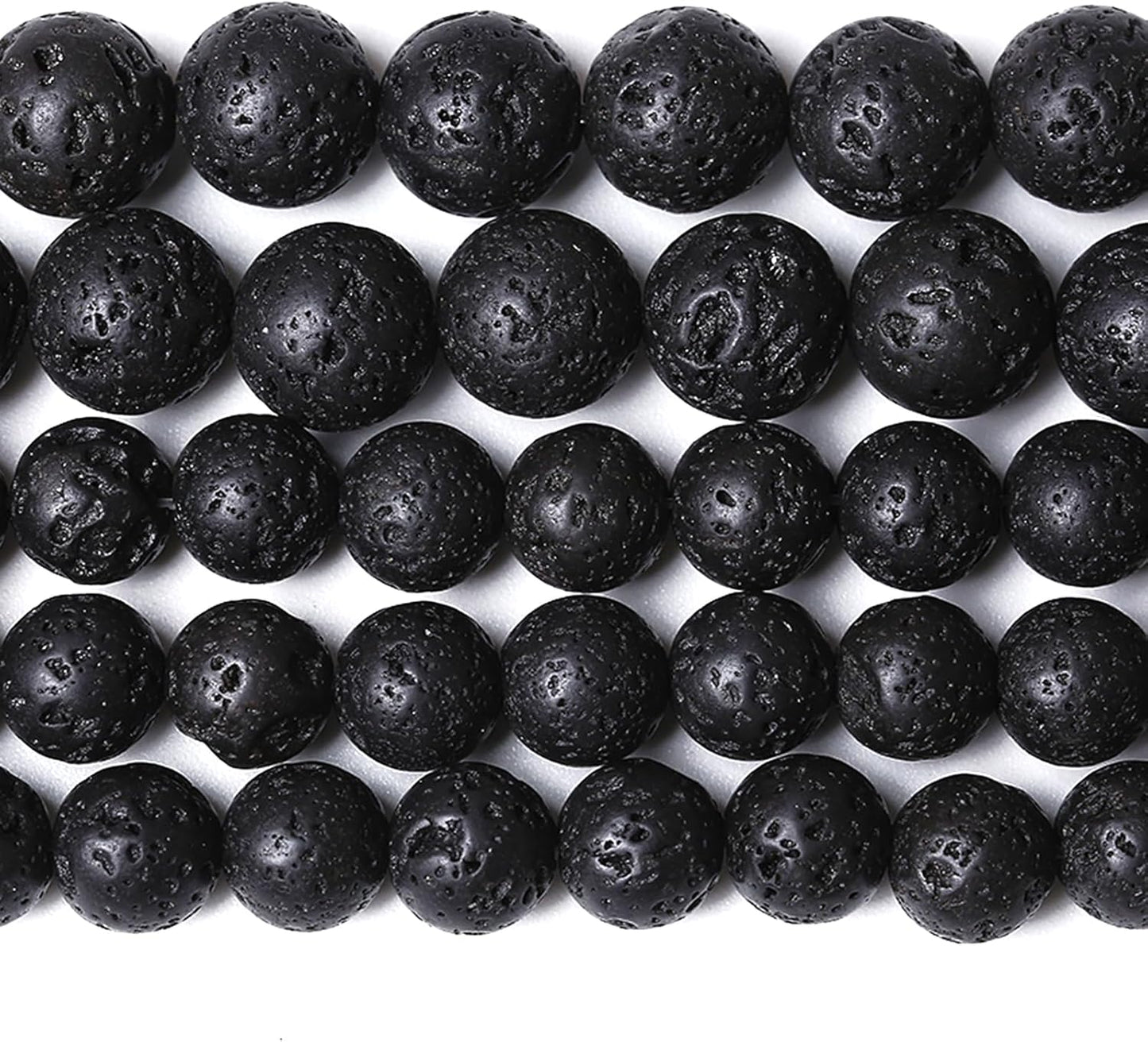 4MM 180pcs Natural Stone Beads Black Volcanic Lava Gemstone Round Loose Beads for Jewelry Making Bracelet 2 Strands 32"