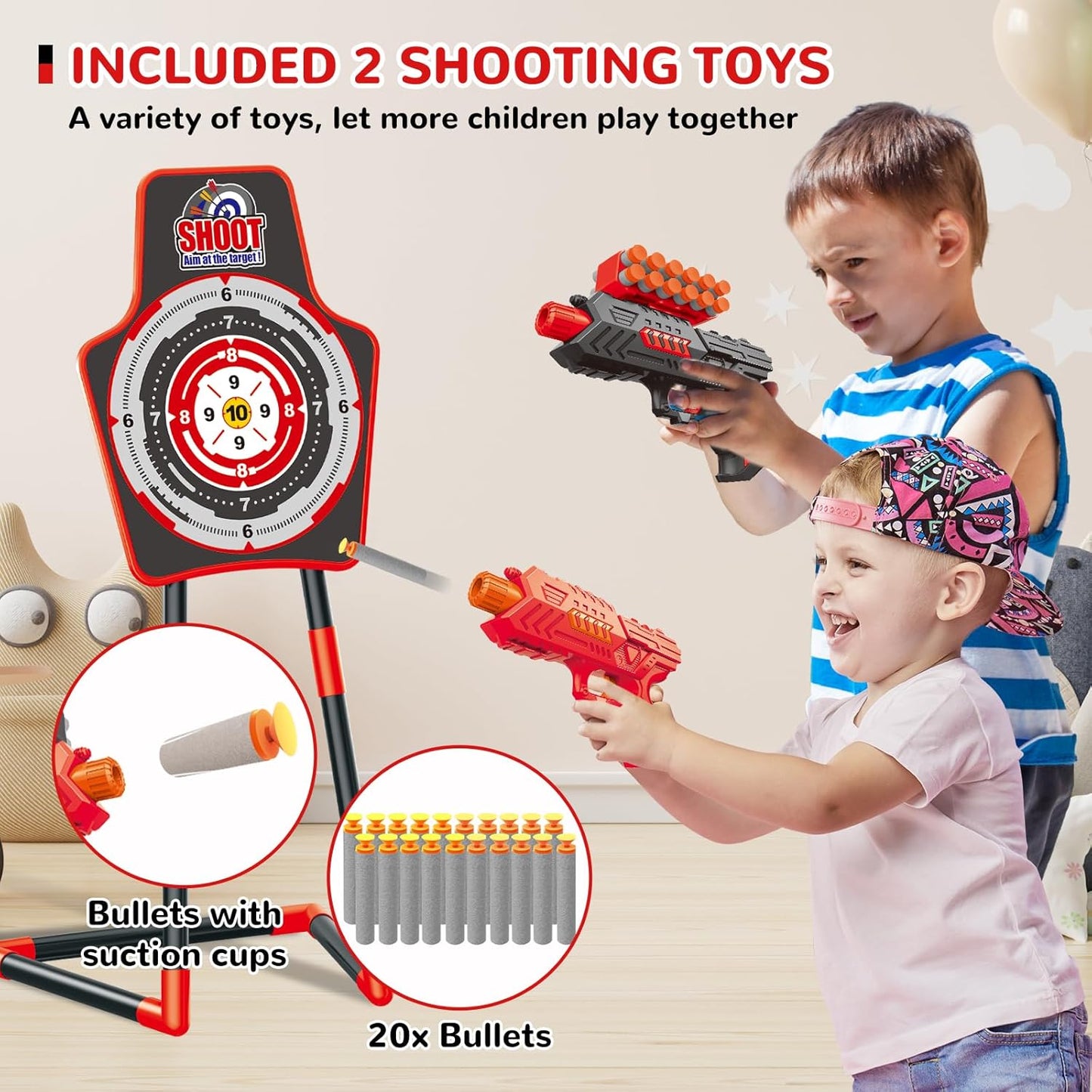 GMAOPHY 2 Pack Bow and Arrow Toy for 5 6 7 8 9 10 11 12 Year Old Boys, Birthday for Kids, Indoor Outdoor Sport Games Toys for Ages 4-8 8-12, LED Light Up Archery Set with 20 Toy Arrows (Red)