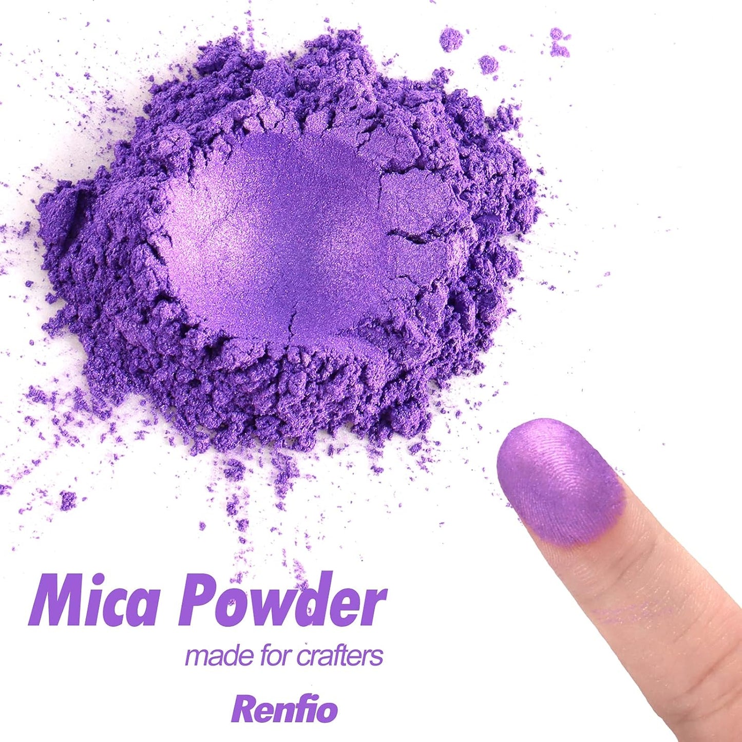 Renfio 100g Mica Powder Pigment, Metallic Natural Dye Mineral Pearl Shimmer Epoxy Resin Dye for Painting Soap Making Slime Bath Bombs 3.5 Oz - Deep Purple