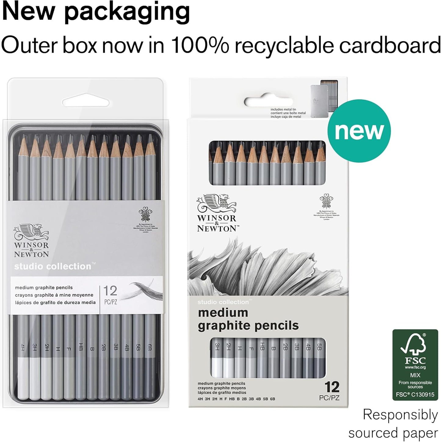 Winsor & Newton Studio Collection Artist Pencils, Graphite Pencils, Set of 12