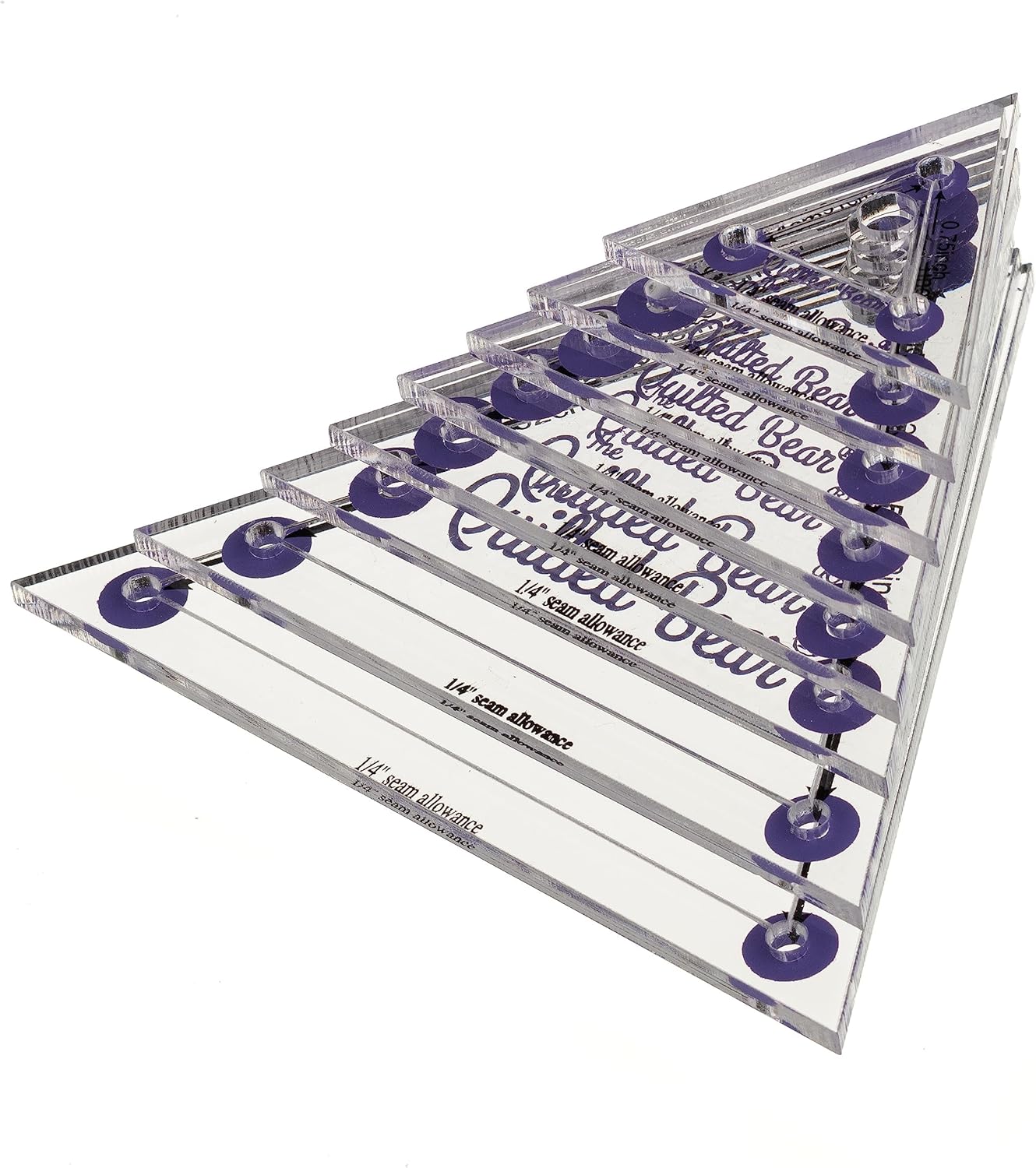 The Quilted Bear Triangle Quilting Templates – 8 Clear Non-Slip Acrylic Quilt Templates for Precise Fabric Cutting & Stress-Free Machine Quilting - Ideal for Quilt & Sewing Supplies (¾–3")